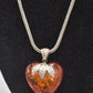 Vintage 925 Sterling Silver and Amber Heart Pendant Necklace