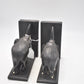 Vintage Hand-Carved Ebony Wooden Elephant Bookends Ceylonese 13cm