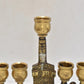 Antique Biblical Zionist Brass Hanukkah Menorah Lamp Judaica Candlestick