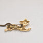 Vintage Cat Brooch Gold Tone with Topaz Blue Eyes - Costume Jewellery