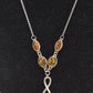 Vintage 925 Sterling Silver Amber and Diamond Teardrop Necklace