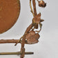 Antique Art Nouveau Brass Tabletop Dinner Gong Rose & Thorns with Striker