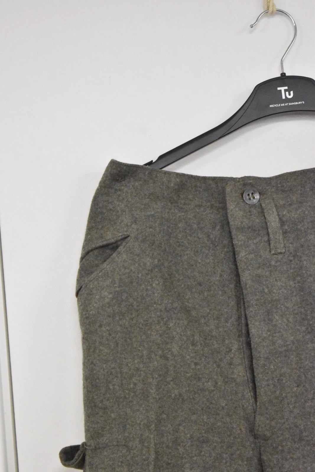 Swedish Army Olive Grey Wool Field Trousers 1947 Dated Leather Straps Military