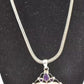 Vintage Art Nouveau Revival Sterling Silver Quartz & Amethyst Pendant Necklace
