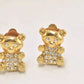 Vintage Diamante Teddy Bear Gold Tone Clip-On Earrings