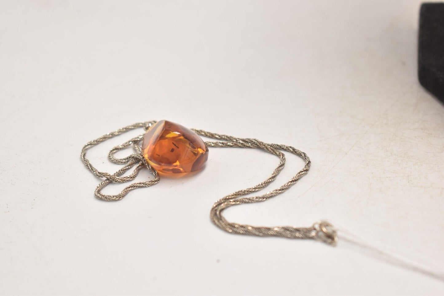 Vintage Sterling Silver 925 Necklace with Baltic Amber Pendant