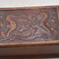 Antique Chinese Hand Carved Rosewood Seahorse Motif Trinket Storage Box 15cm