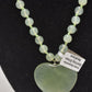 Vintage Sterling Silver and Green Serpentine Heart Pendant Necklace – 48cm