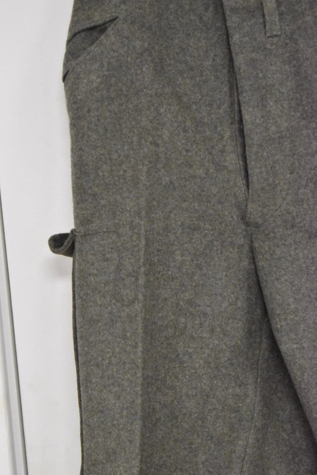 Swedish Army Olive Grey Wool Field Trousers 1947 Dated Leather Straps Military