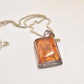 Vintage Sterling Silver 925 Necklace with Baltic Amber Cabochon Silver Setting