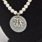 Vintage Sterling Silver 925 Green Jadeite & Faux Pearl Blessings Charm Necklace