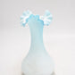 Vintage Spanish Fenton Ruffle Milk Glass Aqua Blue Vase 17cm