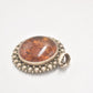 Vintage Sterling Silver 925 Amber Ornate Marcasite Necklace Pendant
