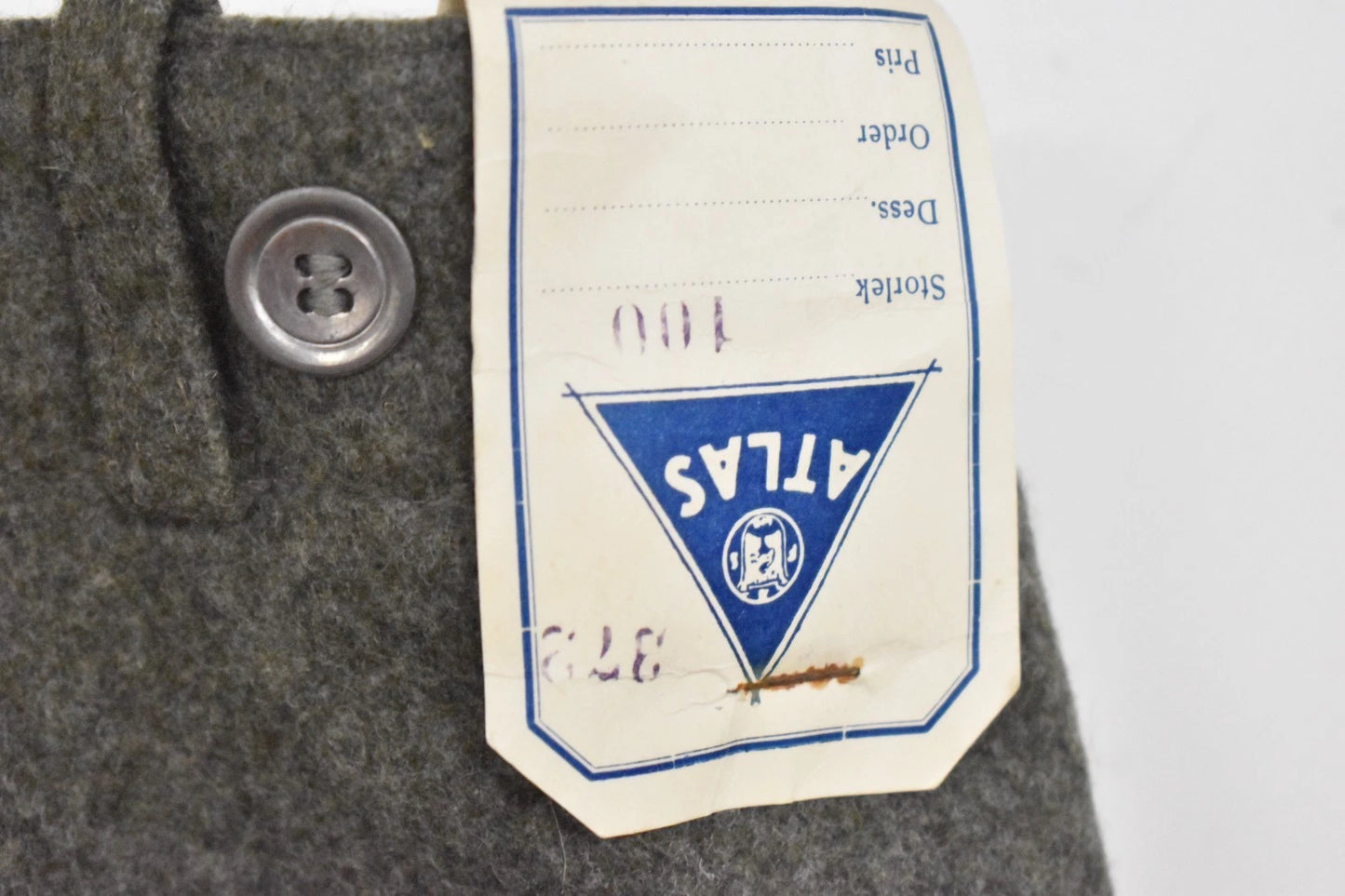 Swedish Army WWII Olive Grey Wool Field Trousers 1940 Leather Straps
