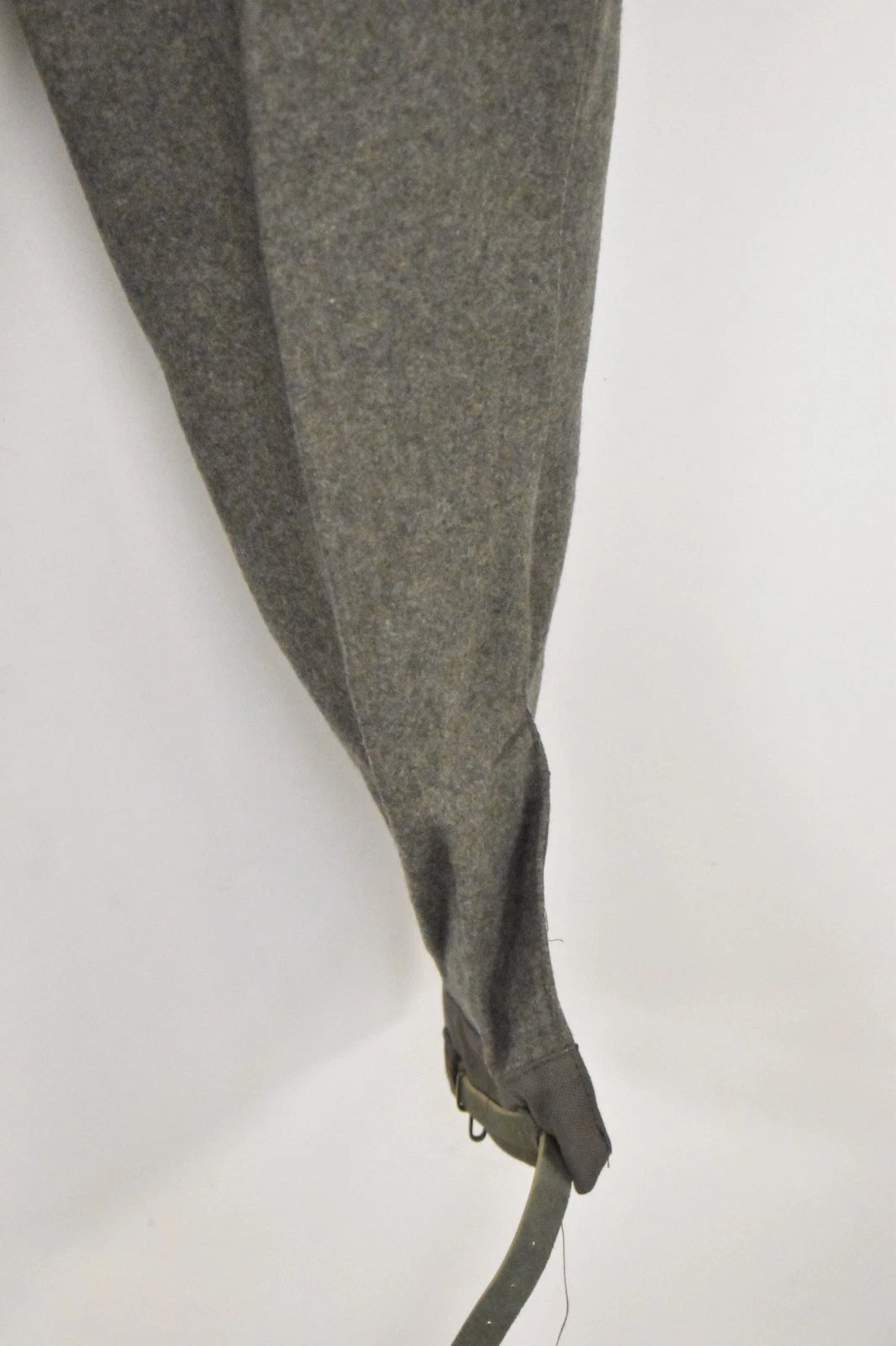 Swedish Army Olive Grey Wool Field Trousers 1947 Dated Leather Straps Military
