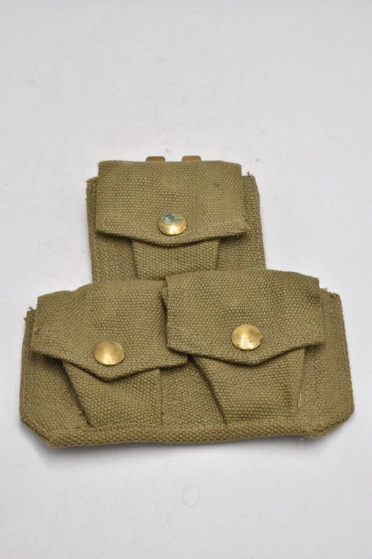 British Army WWII 37 Pattern Triple Ammunition Pouch – Lee Enfield, Dated 1943