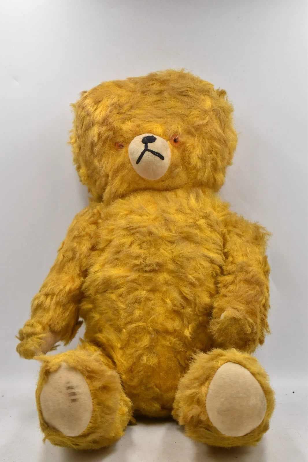 Vintage 1950s German Golden Teddy Bear Wood Wool Filled Fully Jointed 58cm