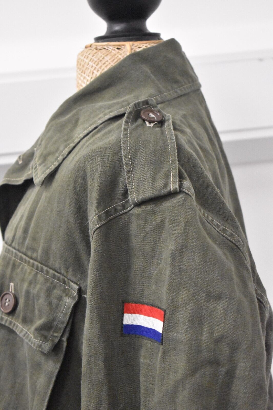 Vintage 1959 Dutch Army Fatigue Utility Shirt – Chest 38" – Authentic Military