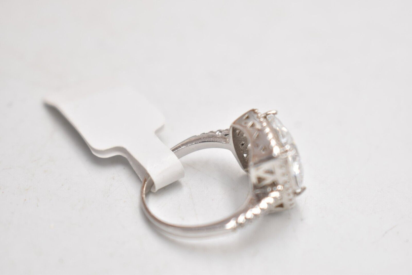 Vintage Sterling Silver & White Beryl Princess Cut Ring - Size J