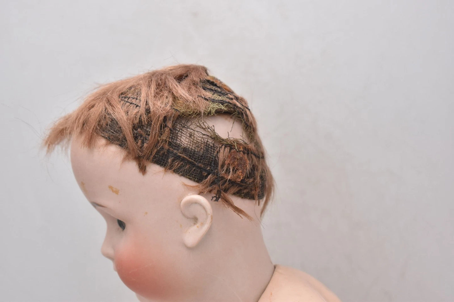 Antique Bruno Schmidt Large Bisque Head Doll 54cm Sleepy Blinking Eyes Vintage