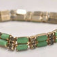 Vintage Gold Tone Green Chalcedony Tennis Bracelet – 18.5cm – Costume Jewellery