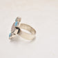Vintage Sterling Silver Turquoise, Moonstone, and Rose Quartz Ring – Size V