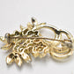 Vintage 1950s Gold Tone Aurora Borealis Rhinestone Floral Brooch