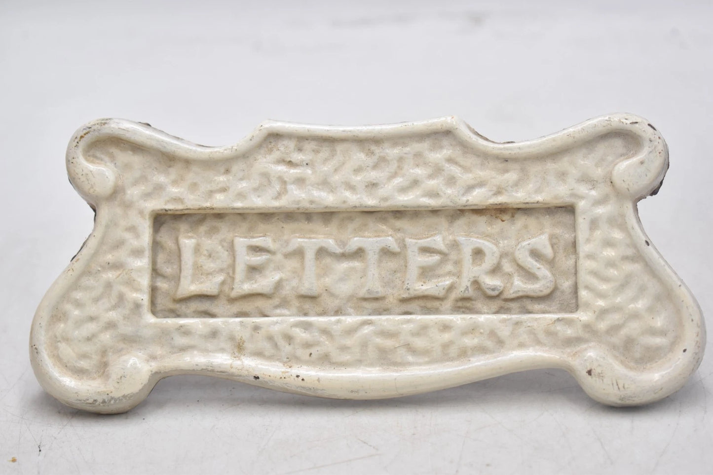 Antique Edwardian Cast Iron Letterbox Slot White 20cm