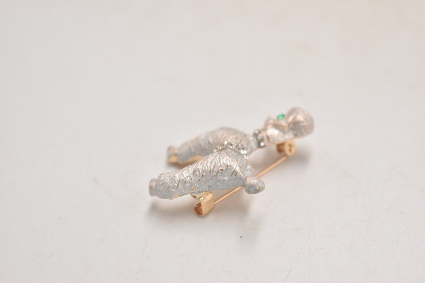 Vintage Poodle Dog Silver Tone and Diamante Brooch – Elegant Women's Jewellery