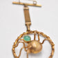 Antique Spider Pyrite & Green Chalcedony Brooch - Ladies Jewellery