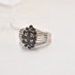 Vintage Sterling Silver 925 and Black Onyx Cluster Ring - Size U