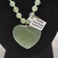 Vintage Sterling Silver and Green Serpentine Heart Pendant Necklace – 48cm