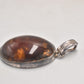 Vintage Sterling Silver 925 and Amber Modernist Oval Necklace Pendant Hallmarked
