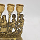 Antique Biblical Zionist Brass Hanukkah Menorah Lamp Judaica Candlestick