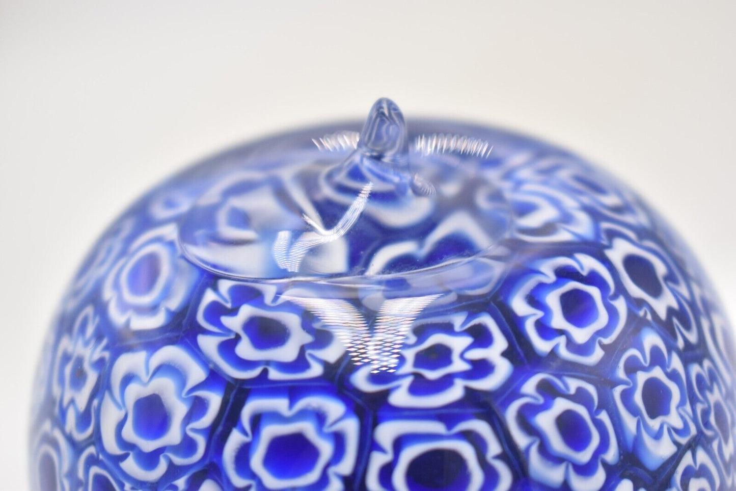 Vintage Italian Millefiori Blue Apple Paperweight – Studio Art Glass Decorative