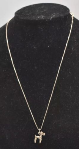 Vintage Sterling Silver 925 Poodle Dog Pendant Necklace – 42cm