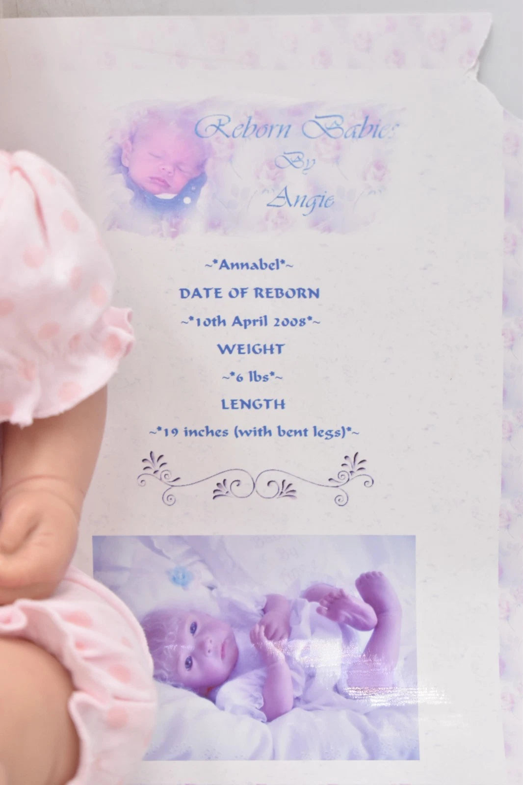 Reborn Baby Girl Annabel by Angie 19" Blonde Hair Blue Eyes Genesis Paint