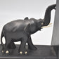 Vintage Hand-Carved Ebony Wooden Elephant Bookends Ceylonese 13cm