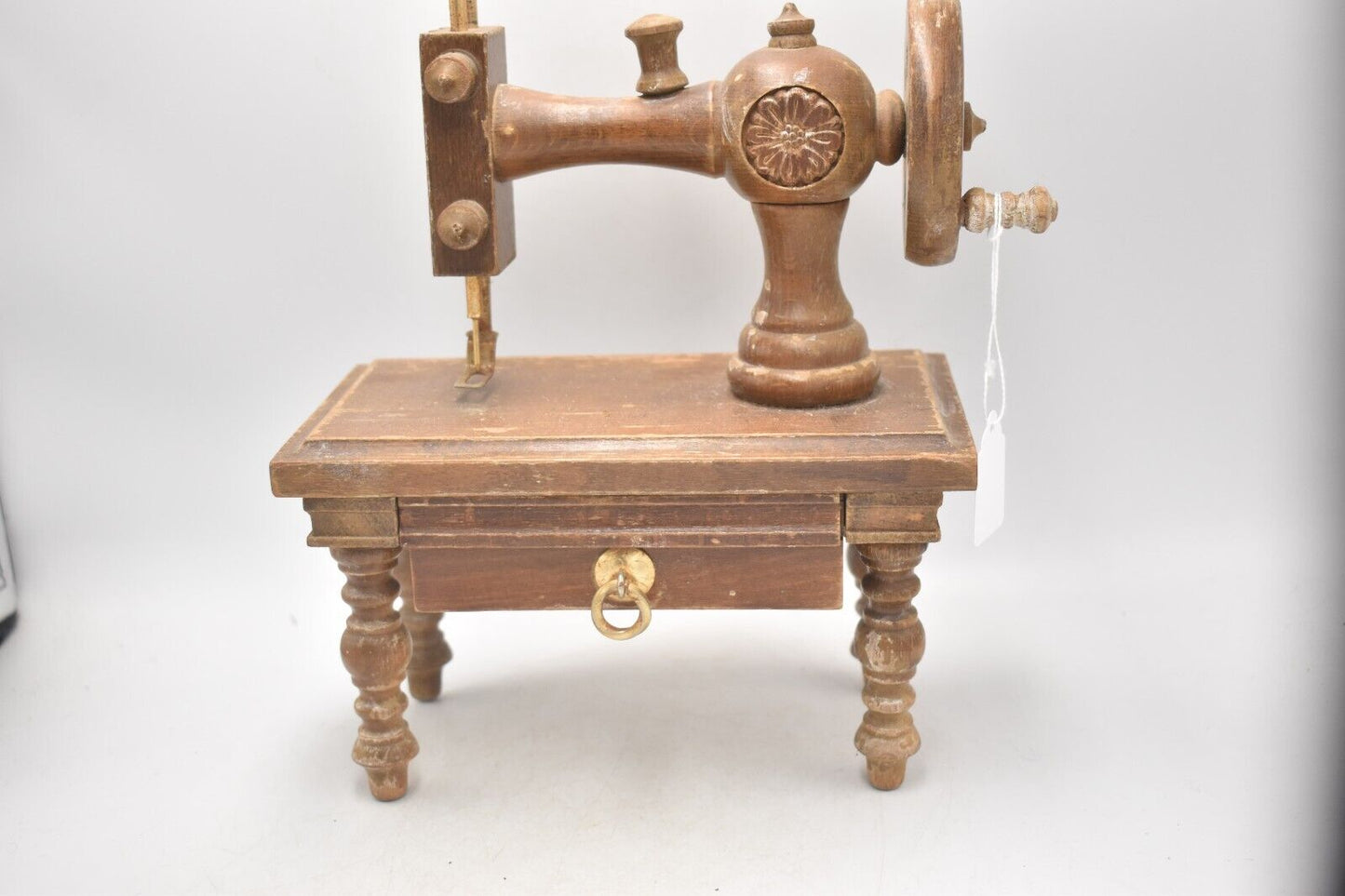 Vintage Wooden Toy Sewing Machine Display Piece 24.5cm Lovely