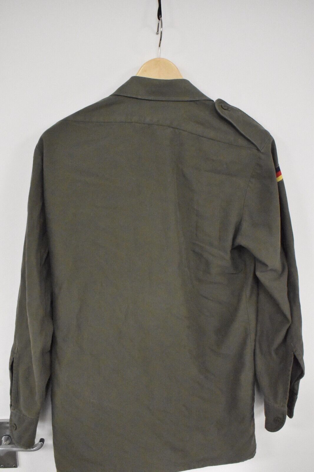 Vintage German Army Olive Moleskin Shirt - Military Surplus 38" Chest