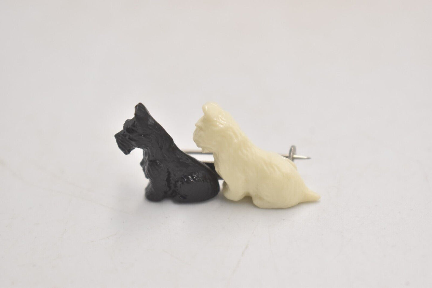 Vintage Scottie Dog Black and White Brooch – Made in Great Britain