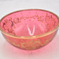 Antique Cranberry Pink Glass Bowl with Gold Gilt Douglas Marked 12.5cm