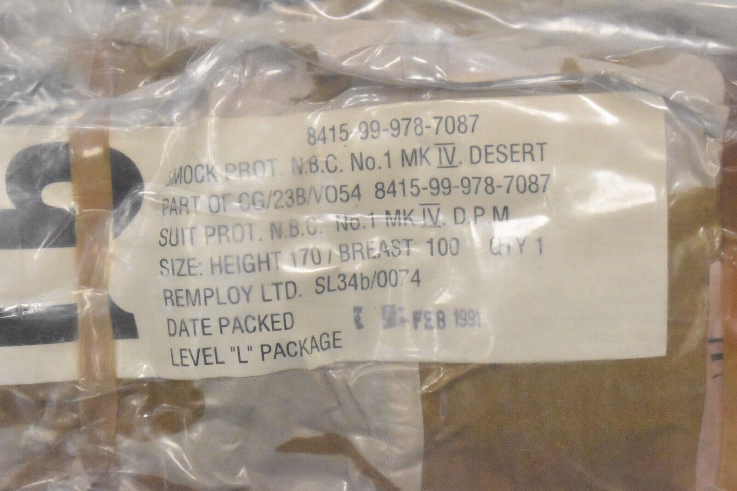 British Army NBC Suit Protective Desert DPM – Gulf War Smock & Trousers – Sealed