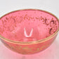 Antique Cranberry Pink Glass Bowl with Gold Gilt Douglas Marked 12.5cm