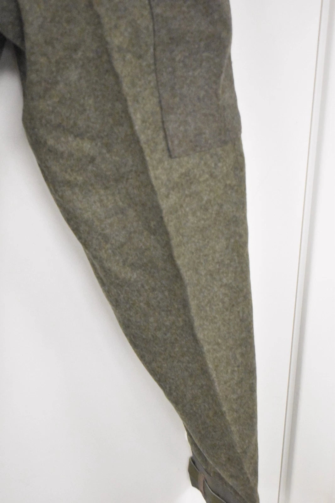 Swedish Army WWII Grey Wool Field Trousers 1940 Leather Straps Military Vintage