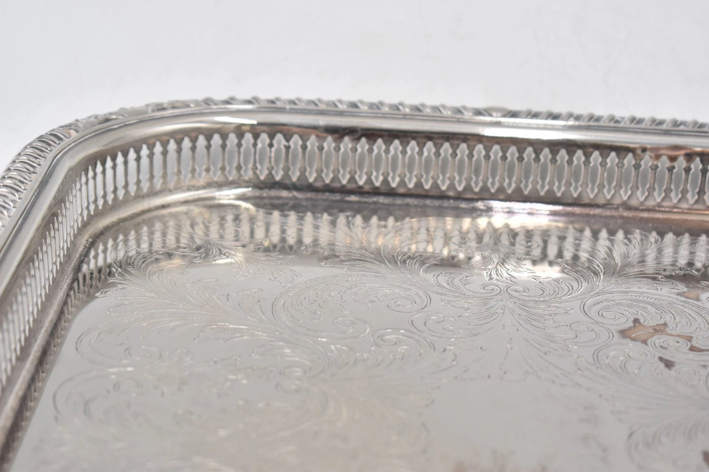 Antique Vintage Silver Plated Extra Large Serving Tray 47cm x 35cm