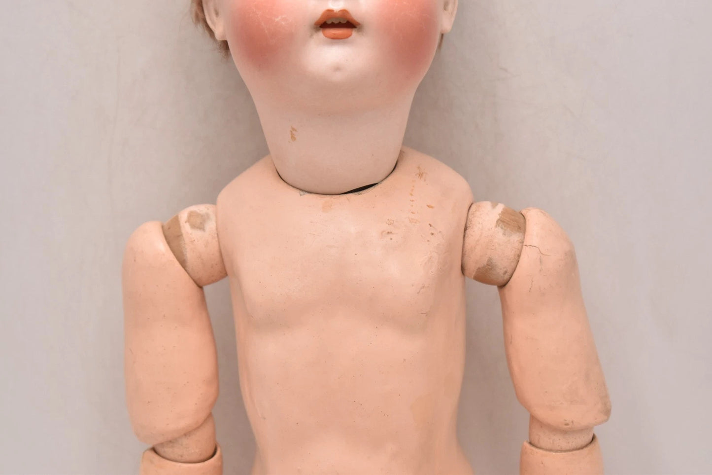 Antique Bruno Schmidt Large Bisque Head Doll 54cm Sleepy Blinking Eyes Vintage