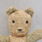 Vintage 1950s English Teddy Bear Blue White Plush Silk Ears Rattle 22cm