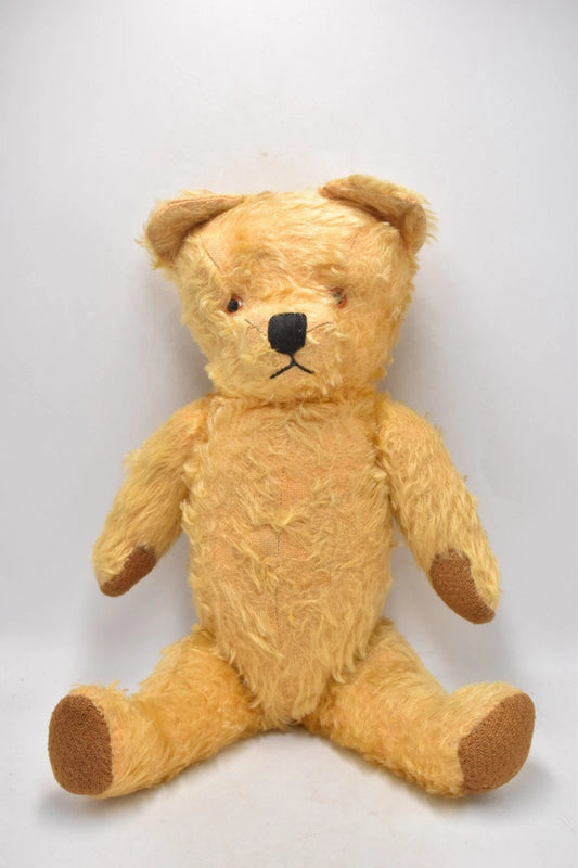 1940s Chad Valley English Mohair Vintage Teddy Bear Fully Jointed Glass Eyes