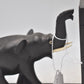Vintage Hand-Carved Ebony Wooden Elephant Bookends Ceylonese 13cm